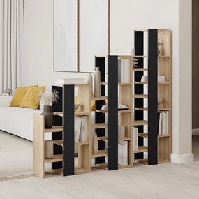 Scaffale in rovere decorato in nero e naturale 158x151 cm Anissa - Marckeric