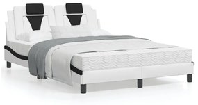 Giroletto Con Testiera Bianco E Nero 140x190 Cm İn Similpelle /