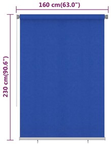 Tenda a Rullo per Esterni 160x230 cm Blu HDPE