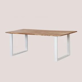 Tavolo da pranzo rettangolare in legno riciclato Sami Bianco & 210 x - Sklum