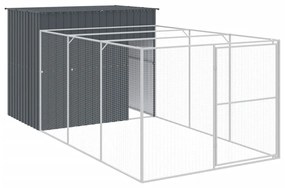 Casetta cani con corsa antracite 214x457x181 cm acciaio zincato