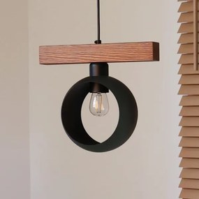 Duolla - Lampadario a sospensione su cavo IRONLINE 1xE27/15W/230V pino/rovere/nero