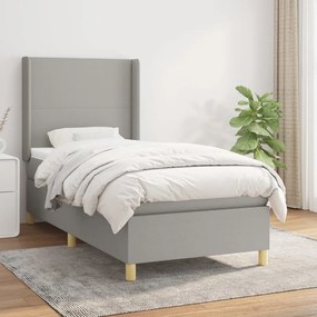 Giroletto A Molle Con Materasso Grigio Chiaro 90x190 Cm Tessuto /