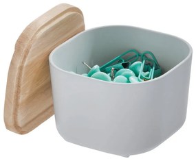 Scatola grigia con coperchio in legno di paulownia , 9 x 9 cm Eco - iDesign