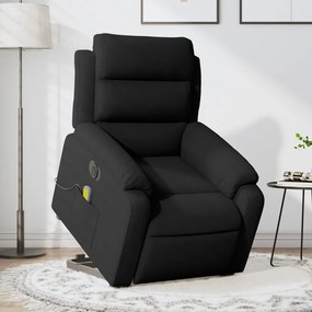 Poltrona Alzapersona Massaggi Elettrica Reclinante Nera Velluto /