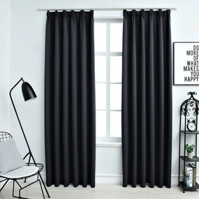 Tende Oscuranti Con Ganci 2 Pz Nere 140x245 Cm /