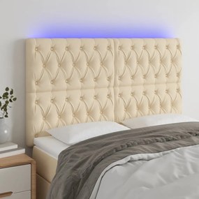 Testiera A Led Crema 144x7x118/128 Cm İn Tessuto /
