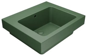 Lavabo a incasso e d'appoggio rettangolare vasca centrale Alaqua L 60 x H 25 x P 21 cm in ceramica verde opaco