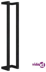 vidaXL Portasciugamani Nero 23x18x110 cm in Legno Massello di Pino