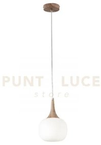 Lampadario a sospensione jaipur bianca finto legno e vetro 1 luce a...