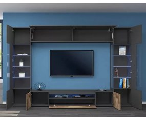 Parete Attrezzata Moderna NEW-EGYPT - Antracite, Made in Italy, 190 cm