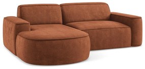 Divano angolare color terracotta (con penisola a sinistra/con chaise lounge) con rivestimento in ciniglia Omao – Makamii