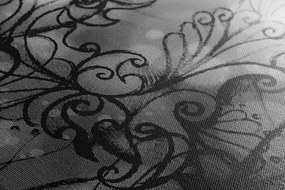 Stampa su tela – Mandala floreale in bianco e nero
