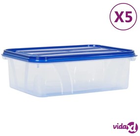 vidaXL Contenitori per Alimenti con Coperchio 5 pz in PP