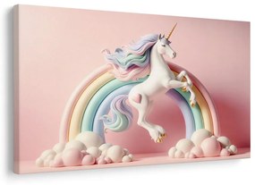 Quadro su tela – Unicorno magico con arcobaleno