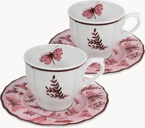 Set tazzine e piattini in ceramica Sonia, set da 4