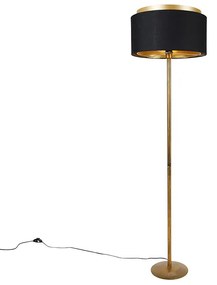 Lampada da terra moderna oro con paralume nero con oro - Simplo