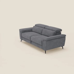 Estro Divano 3 posti con pouf estraibile - poggiatesta reclinabili in tessuto impermeabile T14 grigio