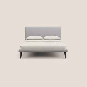 Noel letto minimal scandinavo con piedi in mogano e tessuto fiammato impermeabile T19