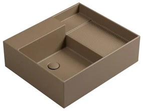 Lavabo da appoggio Nobu COLAVENE senza foro rettangolare in ceramica L 60 x H 21 x P 50 cm tortora opaco piletta non inclusa