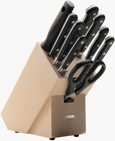 Set coltelli con ceppo e 1 paio di forbici in legno di faggio Classic, set da 9