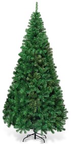 Costway Albero di natale artificiale 210cm in PVC con 950 rami, supporto in metallo e piedi in gomma Verde