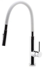 FERRO - Rubinetto per lavello con braccio flessible cromo lucido/bianco