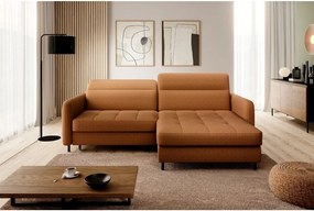 Divano angolare giallo allungabile/con contenitore (con penisola a destra/con chaise lounge) e rivestimento in velluto Gomsi – ELTAP