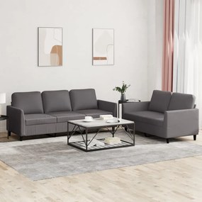 Set Di Divani 2 Pz Con Cuscini Grigio İn Similpelle /