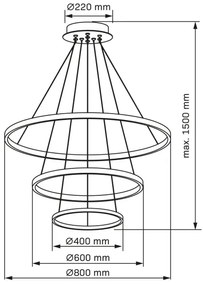 Lampadario LED a sospensione con filo LEA LED/60W/230V 4000K diametro 80 cm oro