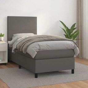 Giroletto A Molle Con Materasso Grigio 100x200 Cm İn Similpelle /