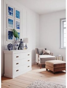 Comò cassettone legno massello bianco shabby toscano