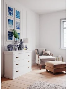 Comò cassettone legno massello bianco shabby toscano