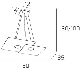 Sospensione Moderna Rettangolare Plate Metallo Sabbia 2 Luci Gx53