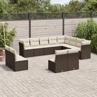 Set Divani da Giardino 12 pz con Cuscini Marrone in Polyrattan 3250312