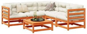 Set divani da giardino 6 pz marrone cera legno massello pino