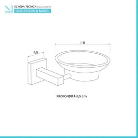 Porta sapone a muro in vetro satinato con supporto cromato Rock