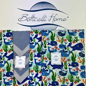 Tovaglia da tavolo con tovaglioli Botticelli Home Mare  Colore Blu, Dimensioni e Misure Tavola 12 Persone