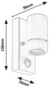Rabalux 8834 - Applique da esterno con sensore MEDINA 1xGU10/10W/230V