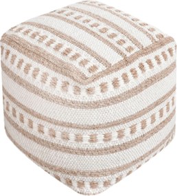FRIDA - pouf in lana avorio con decoro 40 x 40