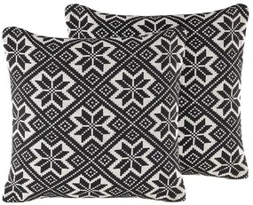 Set di 2 cuscini decorativi 45 x 45 cm nero e bianco BESKOZ Beliani