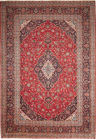 Kashan Tappeto 350x250 Blu (Iran) Annodato A Mano