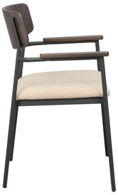 Sedie da pranzo color crema e marrone scuro in un set di 2 pezzi Maymont - Rowico