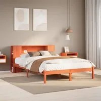 Letto Libreria senza Materasso Marrone Cera 140x190 cm in Pino 3321552