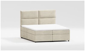 Letto matrimoniale imbottito beige con spazio contenitivo e rete 160x200 cm Rico - Ropez