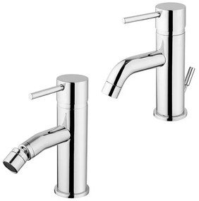 Set miscelatori lavabo bidet cromati Piralla Essenza con scarico incluso