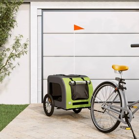Rimorchio Da Bici Per Animali Verde E Grigio Oxford E Ferro /