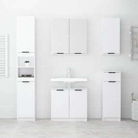 Set mobili da bagno 5 pz bianco lucido in legno multistrato