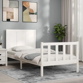 Giroletto Con Testiera Bianco Small Single Legno Massello /