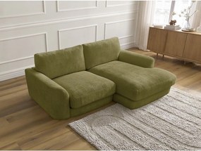 Divano angolare color kaki (con penisola a destra/con chaise lounge) con rivestimento in ciniglia Leonore – Bobochic Paris